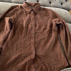 NYC Suede Working Shirt Size: L Color: Brown